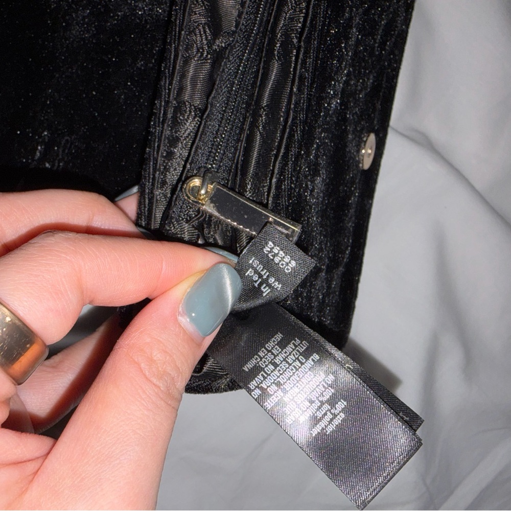 Ted Baker Black Velvet Crossbody Bag with Pearl Cluster Accent - Picture 6 of 6